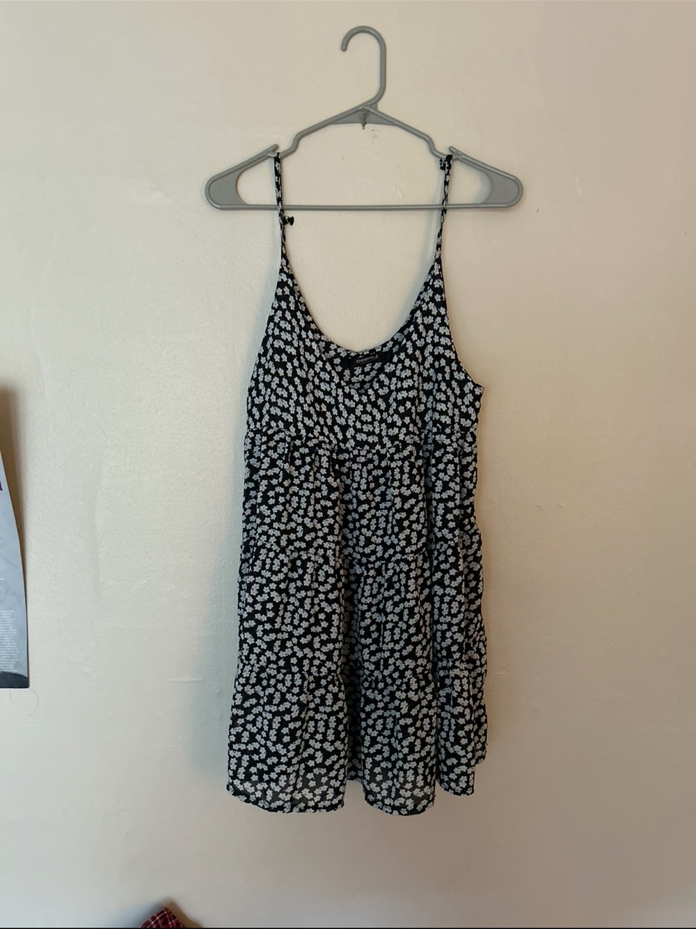 Black and White Floral Mini Dress - Lightweight Spaghetti Strap